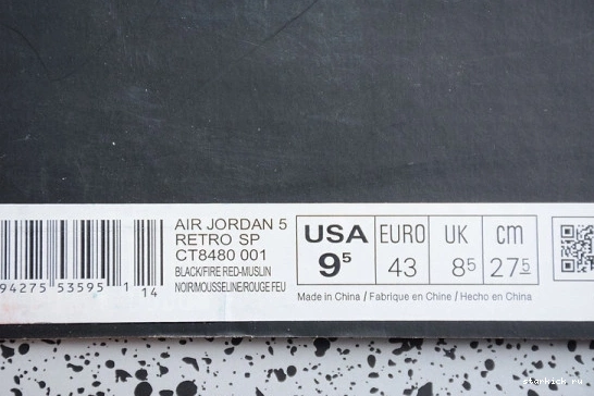 Air Black Muslin-Fire CT8480-001 O-W Jordan Retro 5 Red  CT8480-001 0907